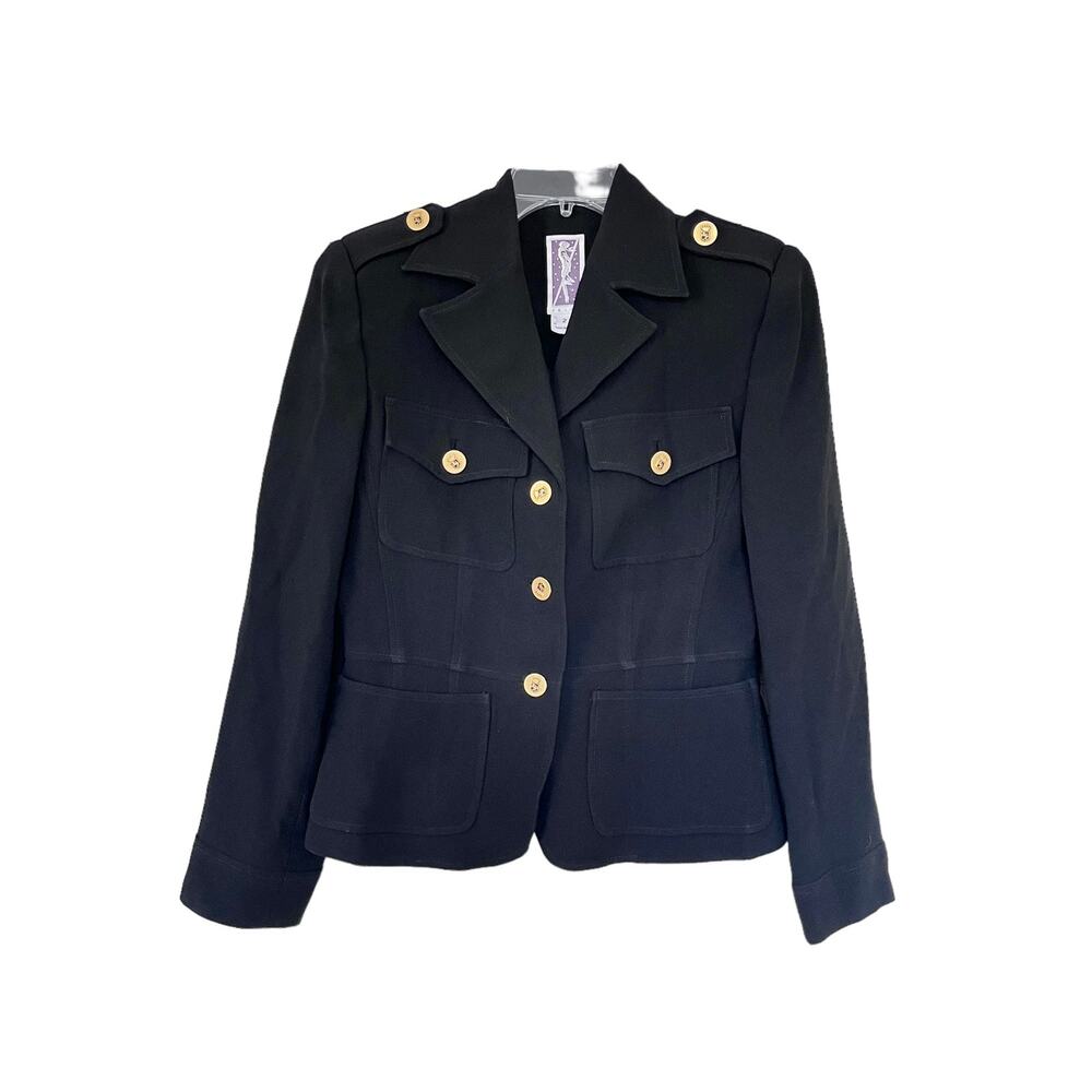 Vintage Zelda Military Fitted Single Button Blazer Jacket Black Women's Size 2